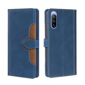 For Sony Xperia 10 III Skin Feel Straw Hat Magnetic Buckle Horizontal Flip PU Leather Case with Holder & Card Slots & Wallet(Blue) (OEM)