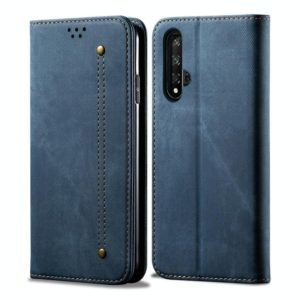 For Huawei Honor 20 Denim Texture Casual Style Horizontal Flip Leather Case with Holder & Card Slots & Wallet(Blue) (OEM)
