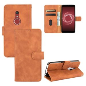 For Fujitsu Be4 Plus F-41B Solid Color Skin Feel Magnetic Buckle Horizontal Flip Calf Texture PU Leather Case with Holder & Card Slots & Wallet(Brown) (OEM)