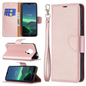 For Nokia 1.4 Litchi Texture Pure Color Horizontal Flip Leather Case with Holder & Card Slots & Wallet & Lanyard(Rose Gold) (OEM)