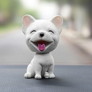 Shaking Head Dog Car Ornaments Resins Lovely Cartoon Dog New Year Gifts with Double-sided Adhesive Tape (OEM)
