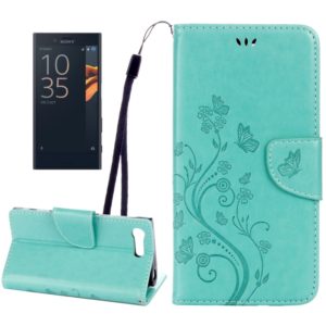 For Sony Xperia X Compact Butterflies Love Flowers Embossing Horizontal Flip Leather Case with Holder & Card Slots & Wallet & Lanyard(Green) (OEM)