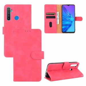 For OPPO Realme 5 / Realme 5s Solid Color Skin Feel Magnetic Buckle Horizontal Flip Calf Texture PU Leather Case with Holder & Card Slots & Wallet(Rose Red) (OEM)
