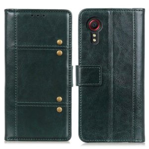 For Samsung Galaxy Xcover 5 Peas Crazy Horse Texture Horizontal Flip Leather Case with Holder & Card Slots & Wallet(Green) (OEM)