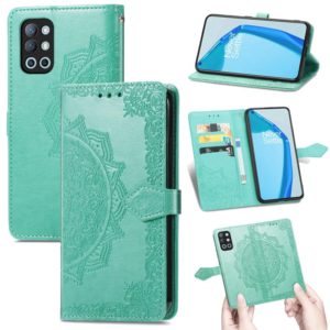 For OnePlus 9R Mandala Flower Embossed Horizontal Flip Leather Case with Holder & Three Card Slots & Wallet & Lanyard(Green) (OEM)
