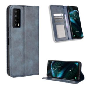 For TCL Stylus 5G Magnetic Buckle Retro Texture Leather Phone Case(Blue) (OEM)