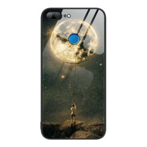 For Honor 9 Lite Colorful Painted Glass Phone Case(Moon) (OEM)