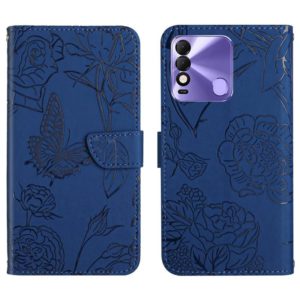 For Tecno Spark 8 HT03 Skin Feel Butterfly Embossed Flip Leather Phone Case(Blue) (OEM)