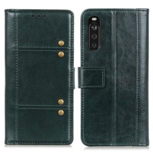 For Sony Xperia 10 III Peas Crazy Horse Texture Horizontal Flip Leather Case with Holder & Card Slots & Wallet(Green) (OEM)