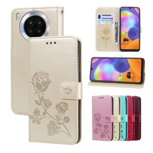 For Huawei nova 8i Rose Embossed Leather Phone Case(Gold) (OEM)