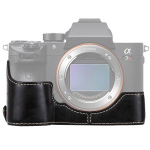 1/4 inch Thread PU Leather Camera Half Case Base for Sony ILCE-A9 / A9 / A7RIII(Black) (OEM)