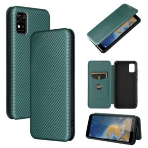 For ZTE Blade A31 Carbon Fiber Texture Horizontal Flip TPU + PC + PU Leather Case with Card Slot(Green) (OEM)