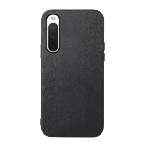 For Sony Xperia 10 IV Wood Texture PU Phone Case(Black) (OEM)