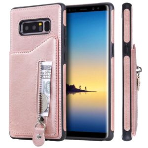 For Galaxy Note 8 Solid Color Double Buckle Zipper Shockproof Protective Case(Rose Gold) (OEM)