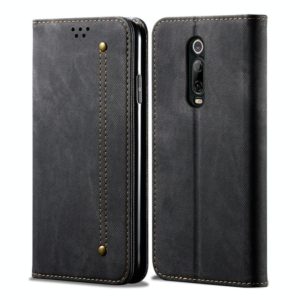 For Xiaomi Mi 9T / Redmi K20 Denim Texture Casual Style Horizontal Flip Leather Case with Holder & Card Slots & Wallet(Black) (OEM)