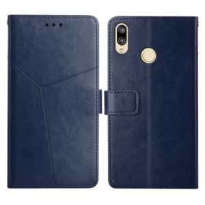 For Huawei P20 Lite Y Stitching Horizontal Flip Leather Phone Case with Holder & Card Slots & Wallet & Photo Frame(Blue) (OEM)