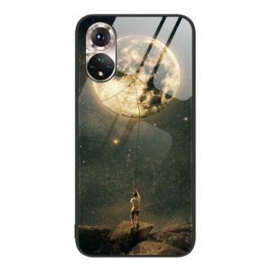 For Honor 50 Colorful Painted Glass Phone Case(Moon) (OEM)