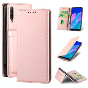 For Huawei Y7p Strong Magnetism Liquid Feel Horizontal Flip Leather Case with Holder & Card Slots & Wallet(Rose Gold) (OEM)