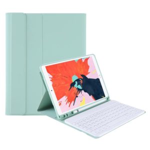 T098B Candy Color Skin Feel Texture Bluetooth Keyboard Leather Case with Pen Holder For iPad Air 4 10.9 2020 / Air 5 10.9 2022 (Light Green) (OEM)