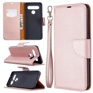 For LG K61 Litchi Texture Pure Color Horizontal Flip Leather Case with Holder & Card Slots & Wallet & Lanyard(Rose Gold) (OEM)