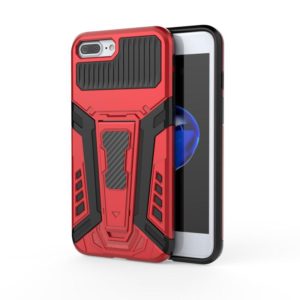 War Chariot Series Armor All-inclusive Shockproof PC + TPU Protective Case with Invisible Holder For iPhone 8 Plus / 7 Plus(Red) (OEM)