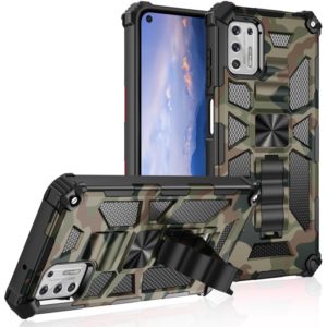 For Motorola Moto G Stylus (2021) Camouflage Armor Shockproof TPU + PC Magnetic Protective Case with Holder(Army Green) (OEM)