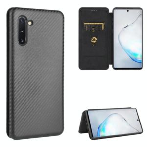 For Samsung Galaxy Note10 Carbon Fiber Texture Horizontal Flip TPU + PC + PU Leather Case with Card Slot(Black) (OEM)