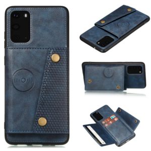 For Samsung Galaxy Note 20 Ultra Double Buckle PU + TPU Shockproof Magnetic Protective Case with Card Slot & Holder(Blue) (OEM)