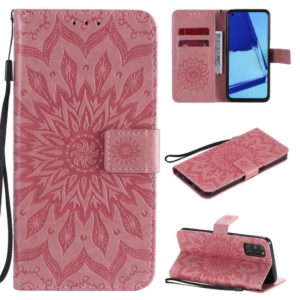 For OPPO A52 / A72 / A92 Sun Embossing Pattern Horizontal Flip Leather Case with Card Slot & Holder & Wallet & Lanyard(Pink) (OEM)