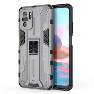 For Xiaomi Redmi Note 10 4G Supersonic PC + TPU Shock-proof Protective Case with Holder(Gray) (OEM)