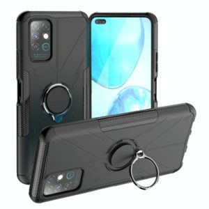 For Infinix Note 8 Armor Bear Shockproof PC + TPU Protective Case with Ring Holder(Black) (OEM)