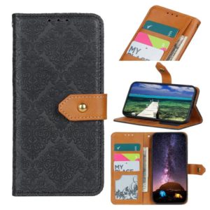 For OnePlus ACE/10R European Floral Embossed Flip Leather Phone Case(Black) (OEM)
