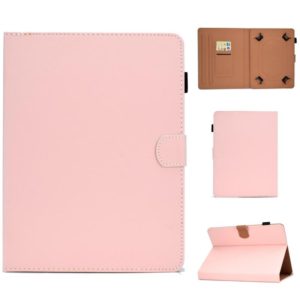 For 10 inch Solid Color Tablet PC Universal Magnetic Horizontal Flip Leather Case with Card Slots & Holder(Pink) (OEM)