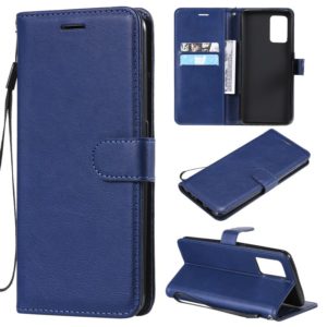 For OPPO F19 / A74 4G Solid Color Horizontal Flip Protective Leather Case with Holder & Card Slots & Wallet & Photo Frame & Lanyard(Blue) (OEM)