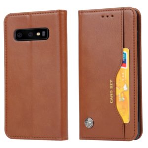 Knead Skin Texture Horizontal Flip Leather Case for Galaxy S10, with Photo Frame & Holder & Card Slots & Wallet (Brown) (OEM)