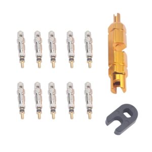 A5587 10 PCS Bicycle French Valve Core with Yellow Disassembly Tool (OEM)