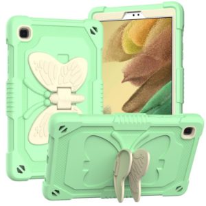 Beige PC + Silicone Anti-drop Protective Case with Butterfly Shape Holder & Pen Slot For Samsung Galaxy Tab A7 Lite 8.7 SM-T220 / SM-T225(Beige + Fresh Green) (OEM)