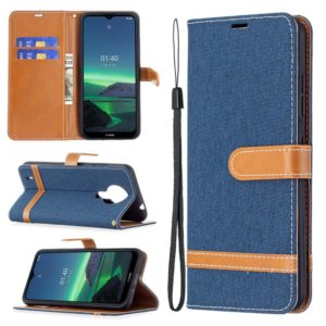 For Nokia 1.4 Color Matching Denim Texture Horizontal Flip Leather Case with Holder & Card Slots & Wallet & Lanyard(Dark Blue) (OEM)