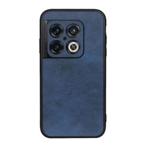 For OnePlus 10 Pro Accurate Hole Two-color Calf Texture PU Phone Case(Blue) (OEM)