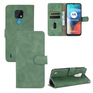 For Motorola Moto E7 Solid Color Skin Feel Magnetic Buckle Horizontal Flip Calf Texture PU Leather Case with Holder & Card Slots & Wallet(Green) (OEM)