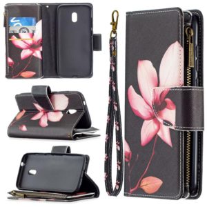 For Nokia C1 Plus Colored Drawing Pattern Zipper Horizontal Flip Leather Case with Holder & Card Slots & Wallet(Lotus) (OEM)