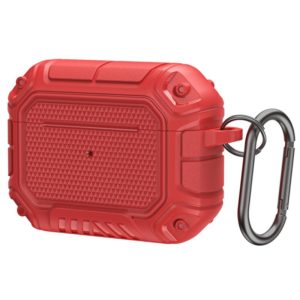 Diamond Shield Mecha TPU + PC Earphone Protective Case with Hook for AirPods Pro(Red) (OEM)