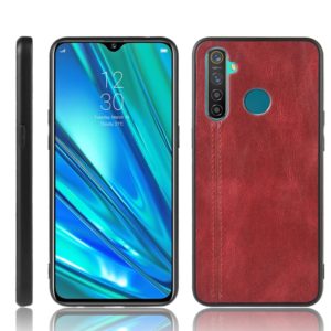 For Oppo Realme 5 Shockproof Sewing Cow Pattern Skin PC + PU + TPU Case(Red) (OEM)