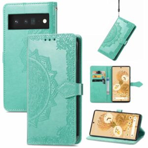 For Google Pixel 6 Mandala Embossing Pattern Horizontal Flip Leather Case with Holder & Card Slots & Wallet & Lanyard(Green) (OEM)