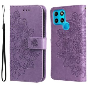 For Infinix Smart 6 7-petal Flowers Embossed Flip Leather Phone Case(Light Purple) (OEM)