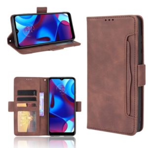 For Motorola Moto G Pure Skin Feel Calf Pattern Horizontal Flip Leather Phone Case with Holder & Card Slots & Photo Frame(Brown) (OEM)