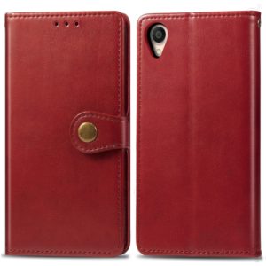 Retro Solid Color Leather Buckle Mobile Phone Protection Leather Case with Lanyard & Photo Frame & Card Slot & Wallet & Bracket Function for OPPO Reno 10X zoom(Red) (OEM)