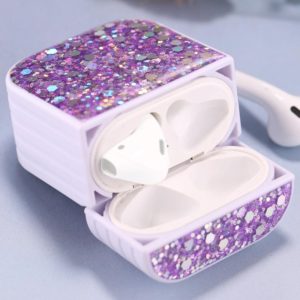 For AirPods 1 / 2 Glitter Sequins Wireless Earphone Protective Case(Purple) (OEM)
