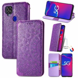 For ZTE Axon 11 SE 5G Blooming Mandala Embossed Pattern Magnetic Horizontal Flip Leather Case with Holder & Card Slots & Wallet(Purple) (OEM)