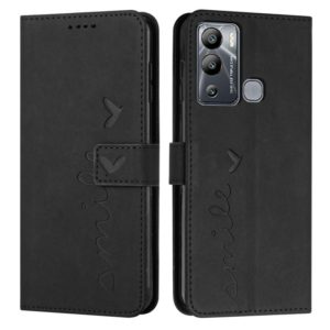 For Infinix Hot 12i Skin Feel Heart Pattern Leather Phone Case(Black) (OEM)